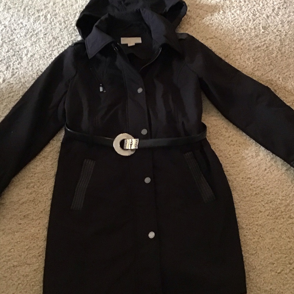 Michael Kors Black Hooded Trench Coat size M